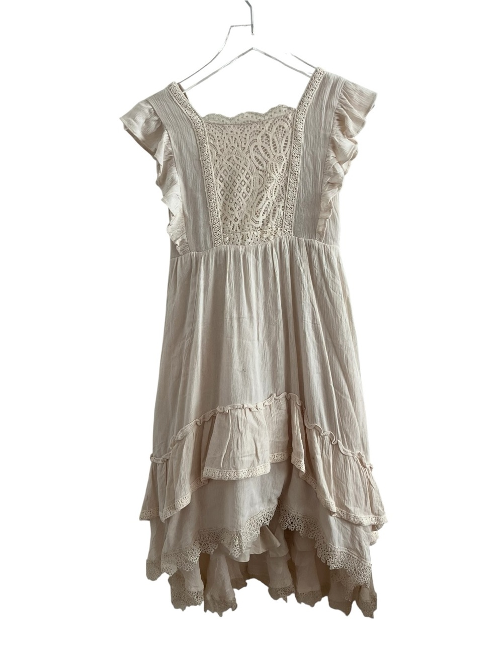 Joyfolie Cream Cassia Ruffled Lace Dress